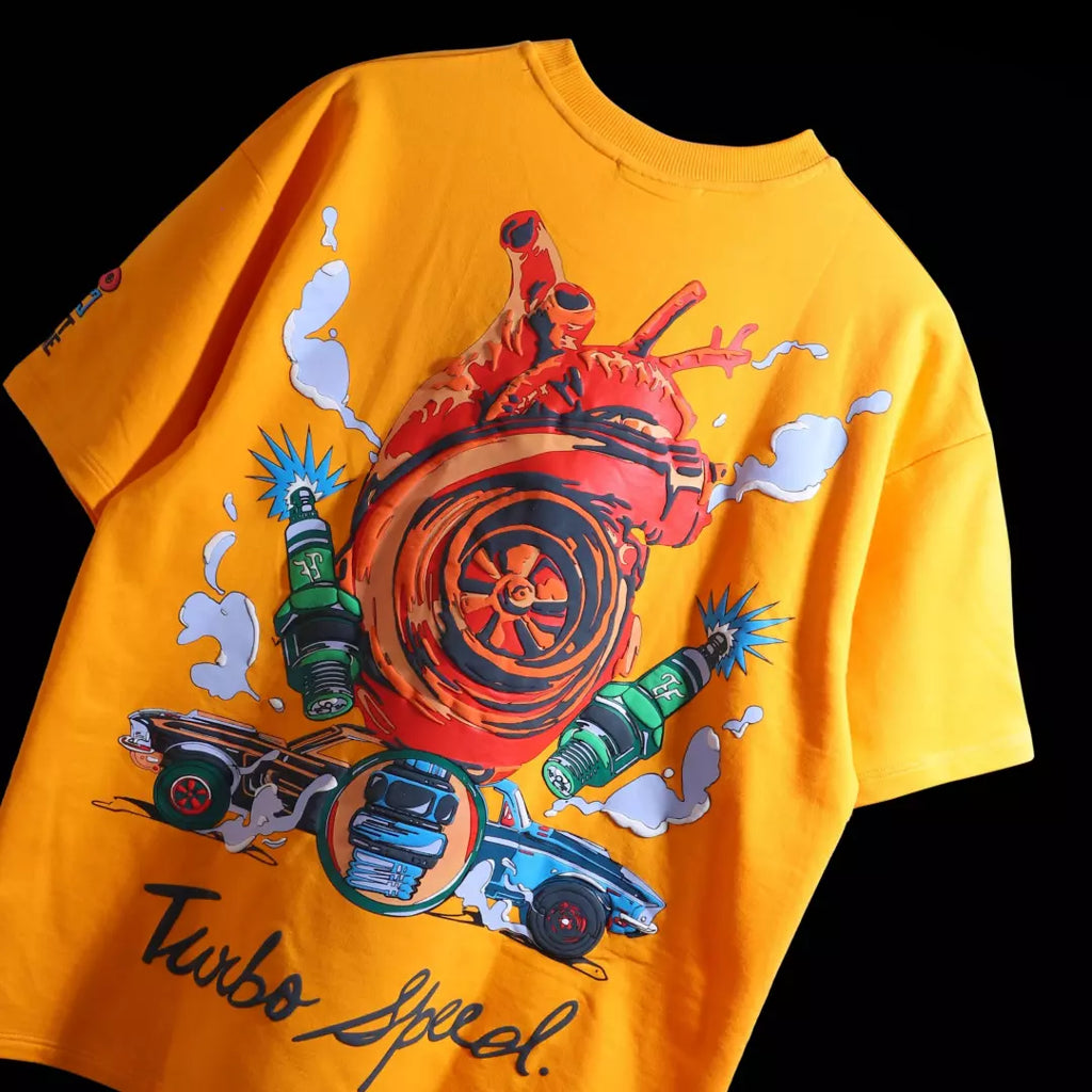 "TURBO SPEED" Chrome Yellow Tee.