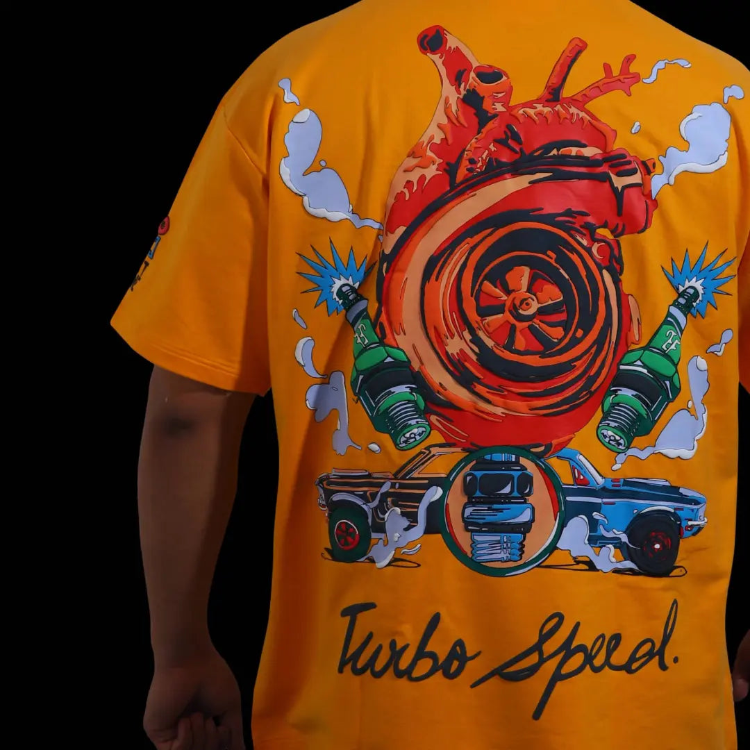 "TURBO SPEED" Chrome Yellow Tee.