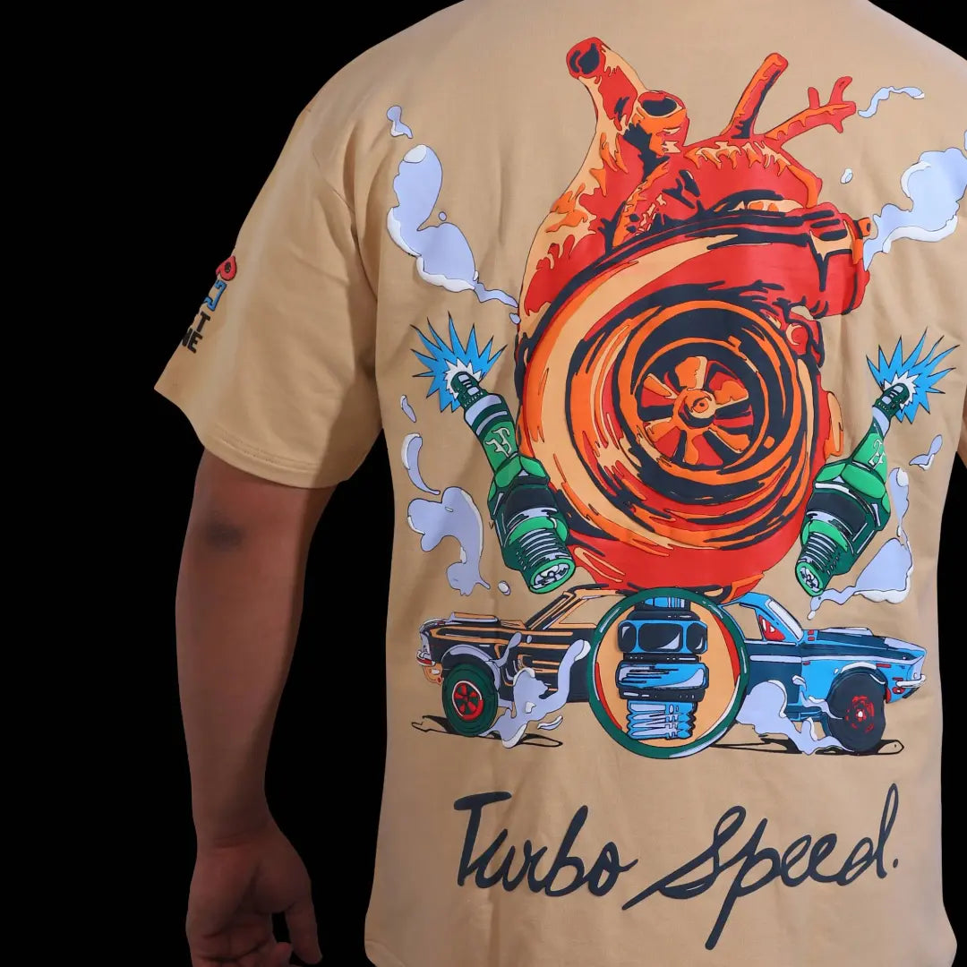 "TURBO SPEED" Ceramic Beige Tee.