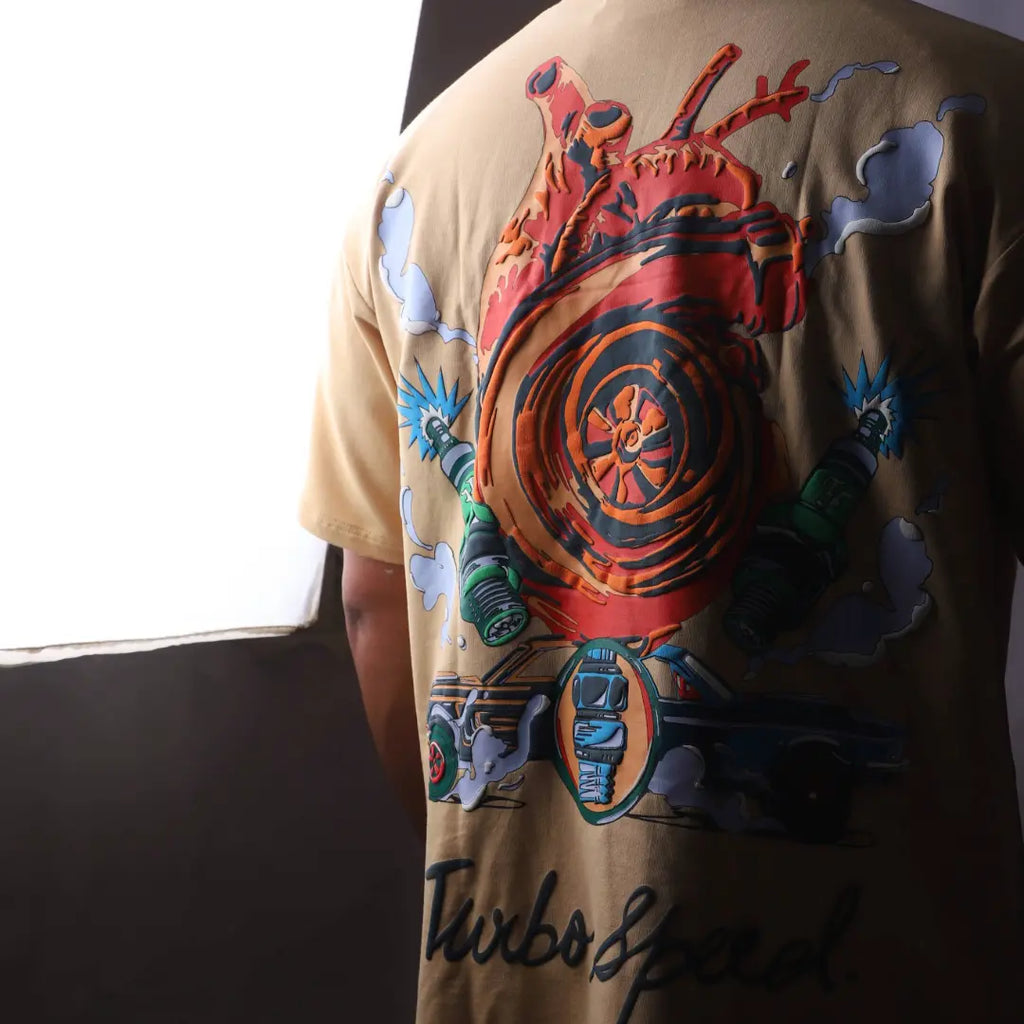 "TURBO SPEED" Ceramic Beige Tee.