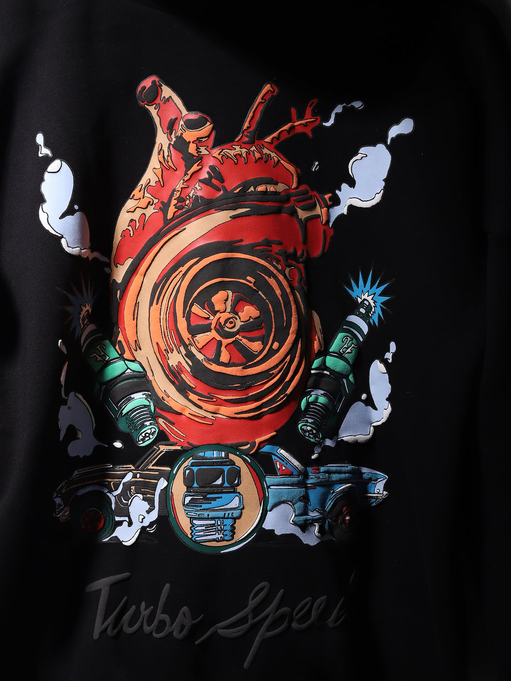 "TURBO SPEED" Jet Black Hoodie.