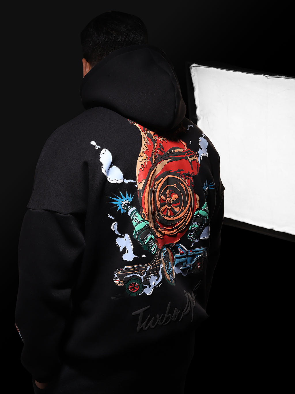 "TURBO SPEED" Jet Black Hoodie.