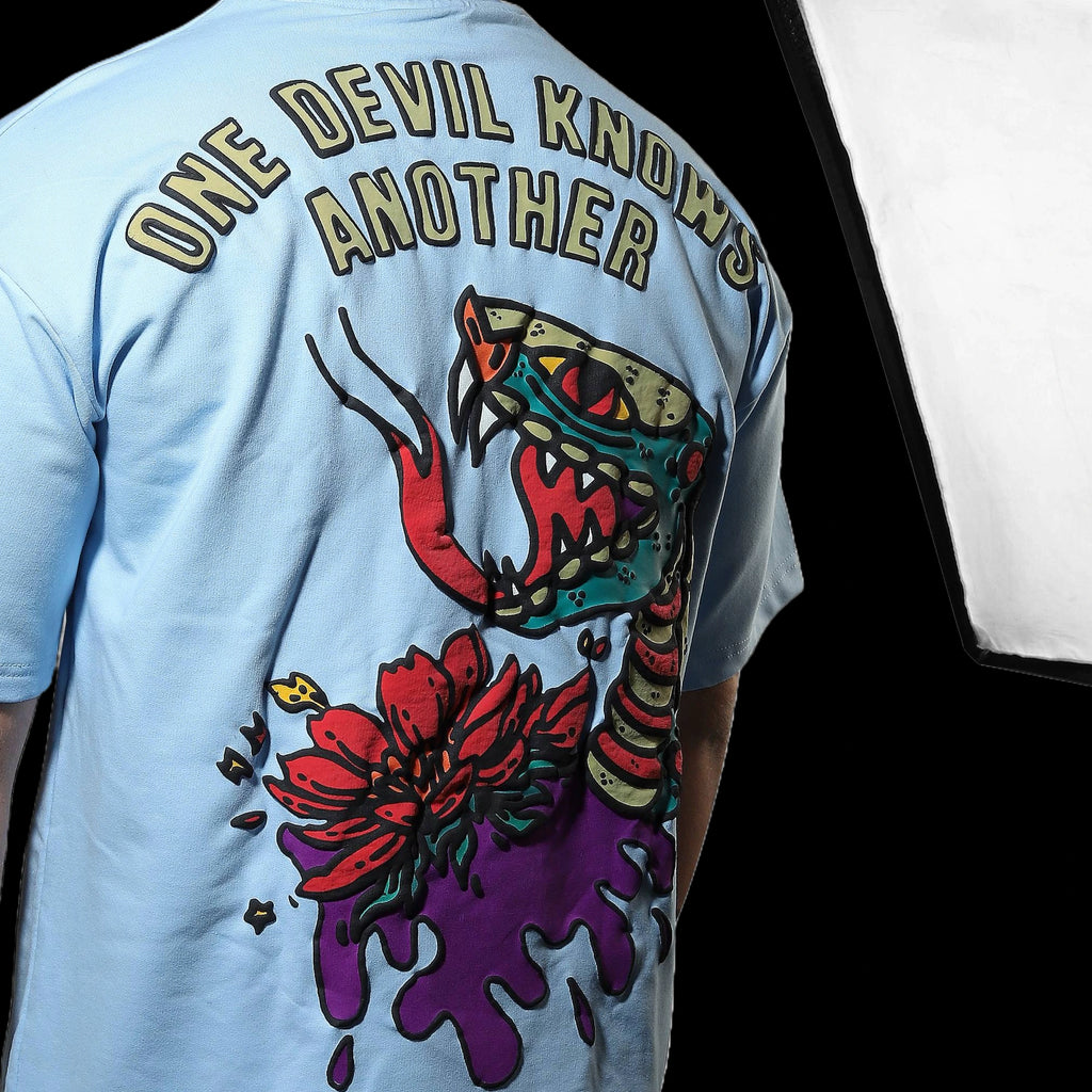 "ONE DEVIL KNOWS ANOTHER" Serpent Sky Tee.