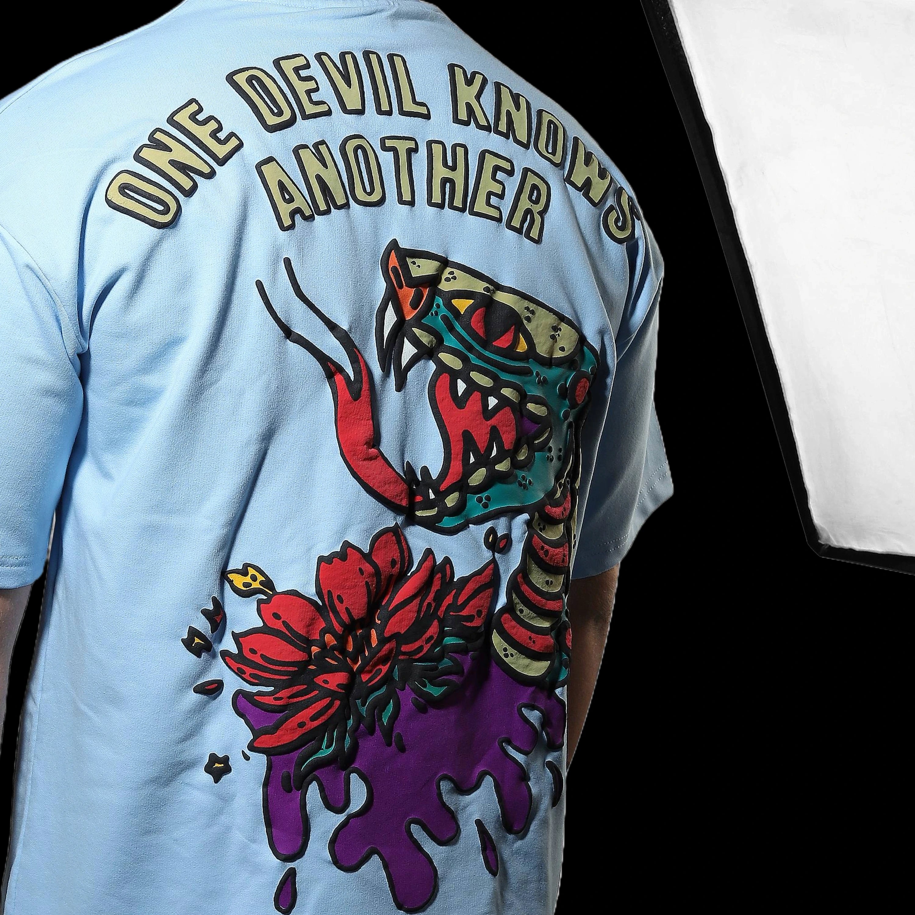 "ONE DEVIL KNOWS ANOTHER" Serpent Sky Tee.