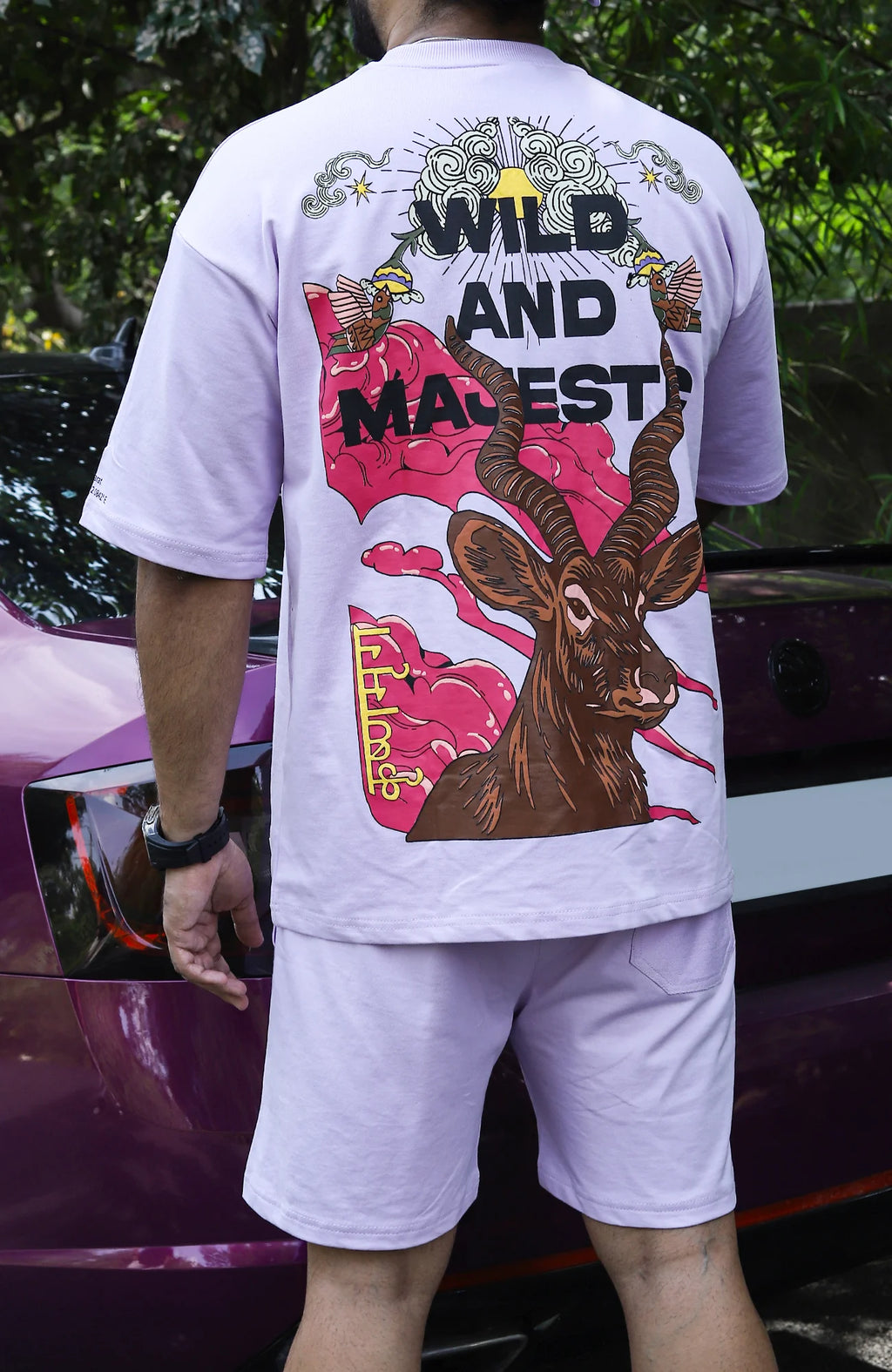 "WILD AND MAJESTIC" Cosmic Lilac Tee.