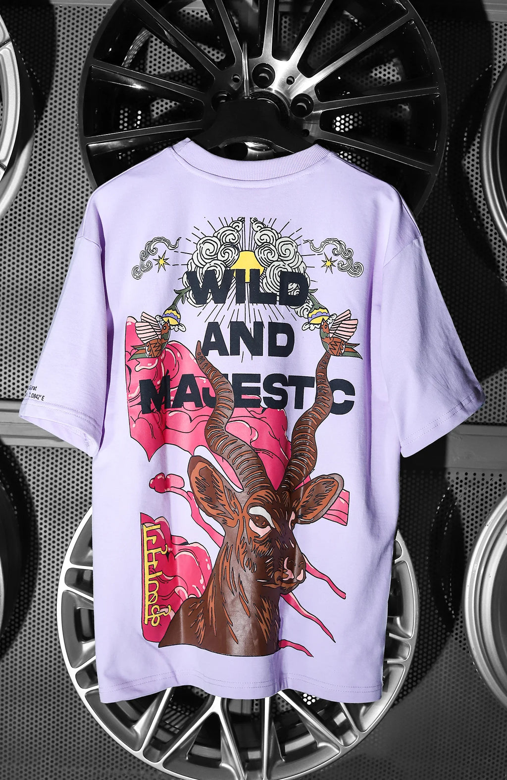 "WILD AND MAJESTIC" Cosmic Lilac Tee.